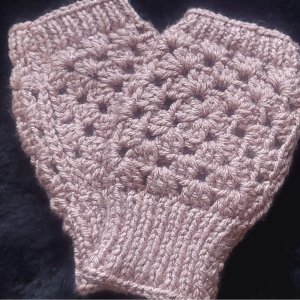 Handmade Sparkly Salmon Mittens