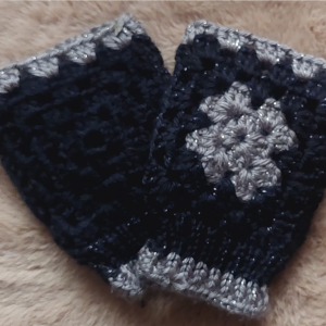 Handmade Sparkly Black/Silver Combo Mittens