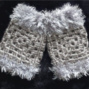 Handmade Grey with Fluffy Trim