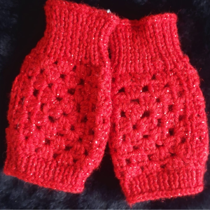 Handmade Bright Red Sparkly Mittens