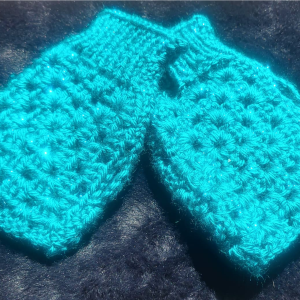 Handmade Sparkly Turquoise Mittens