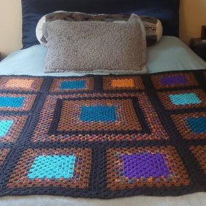 Handmade Multi Colour Blanket with Black Border
