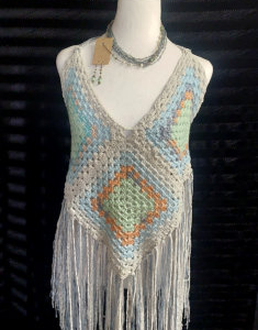 Halter Top in Pastel with Fringe