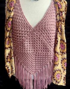 Handmade Halter Top in Dusty Pink with Fringe